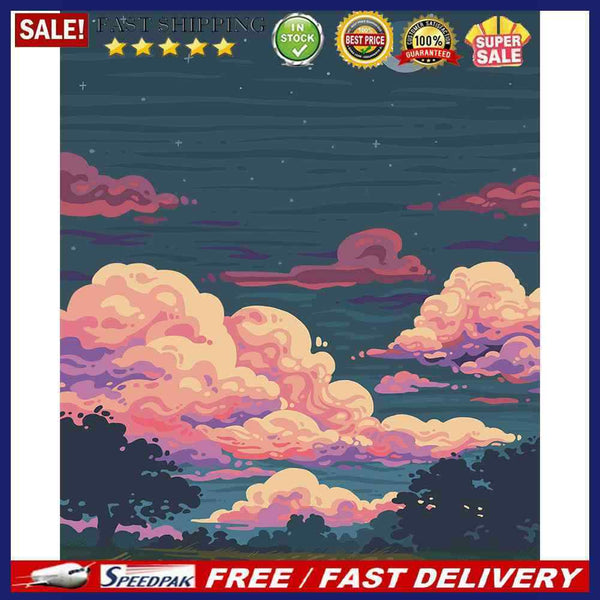40x50cm Oil Paint By Numbers Pink Clouds Frameless Picture Craft Home Decorative
