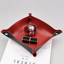 Desktop Organizer Folding Storage Box Leather Tray for Dice Key Coin (A) Newly