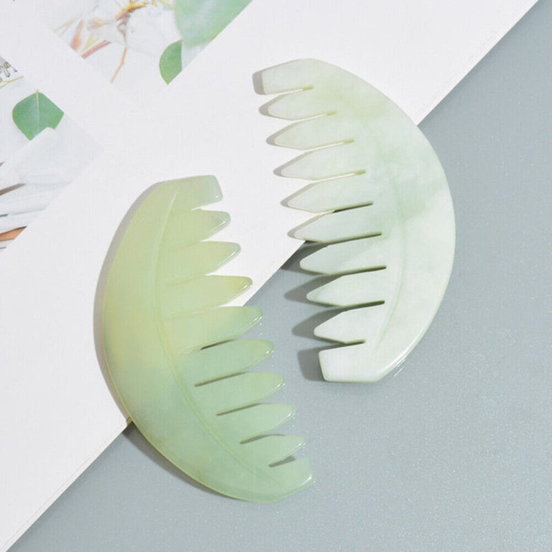 Meridian Jade Brush Gua Sha Scraping Stone Scalp Massager Jade Comb Treatment