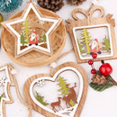 House Xmas Ornament Wood Hanging Christmas Tree Pendant Snowman Snowflake Elk