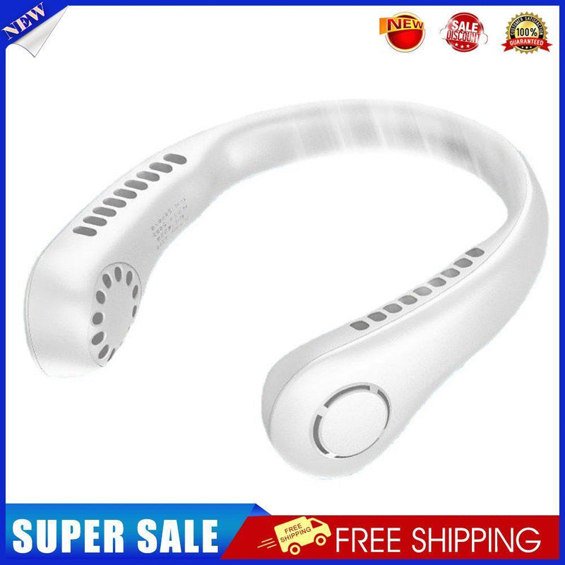 Mini Bladeless Hanging Neck Fan USB Rechargeable Summer Air Cooler (White)