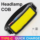 Portable LED Headlamp COB Headlight Built-in Battery 3 Lighting Modes Work Light