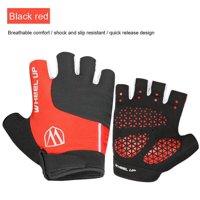 WHEEL UP Cycling Half Finger Gloves Sun Protection Sport Gloves (Red XL)