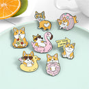 Clothes Jewelry Dripping Oil Badge Brooch Corgi's Happy Life Dog Enamel Pins