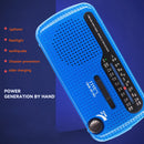 Solar Hand Crank Radio AM/FM Radio with LED Flashlight for Outdoor (Blue) Newly