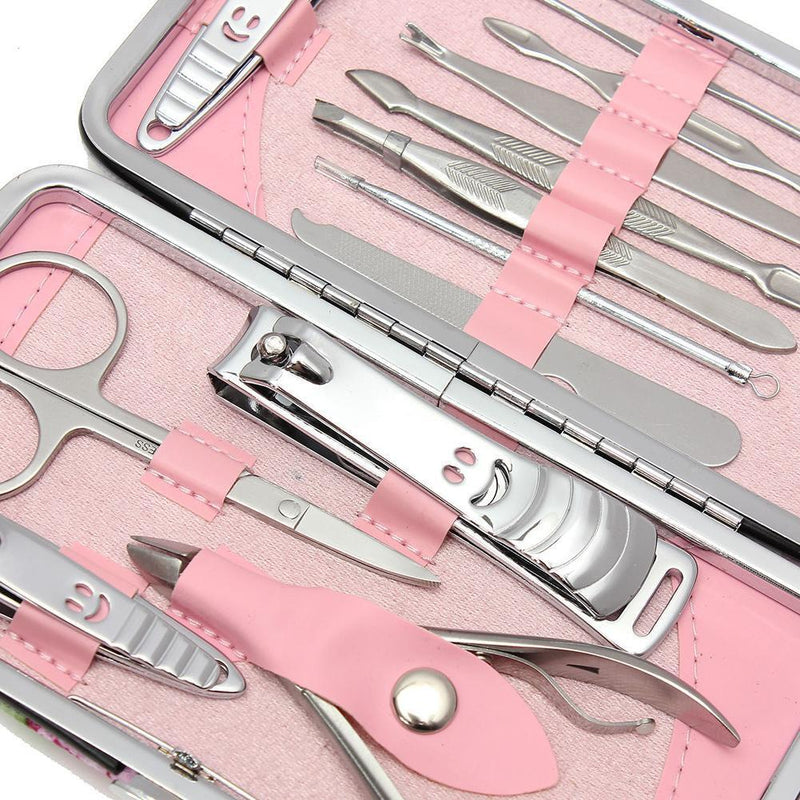 12Pcs Pedicure Manicure Set Nail Cuticles Clippers Cleanser Case Tool
