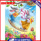 Swing Rabbits Oil Paint By Numbers Kits Canvas Picture Wall Art DIY Craft Color