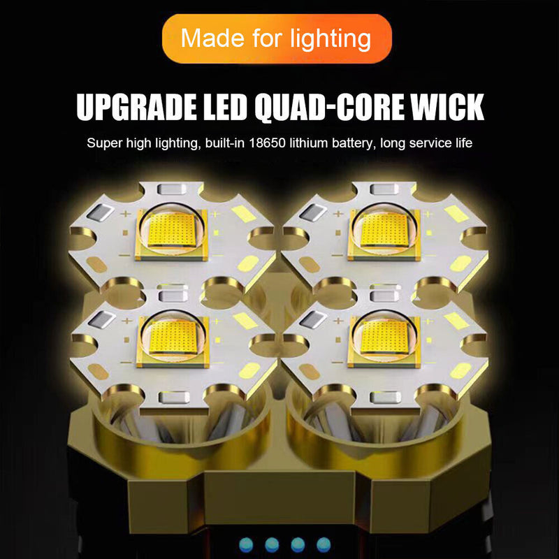 4LED Strong Headlight Flashlight USB Waterproof Camping Fishing Headlamp