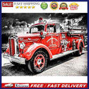 Fire Truck 5D DIY Full Round Diamond Painting Picture Rhinestone Handwork K