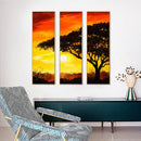 DIY Paint By Number Kit Tree Under Setting Sun Triptych Acrylic Paint Craft Gift