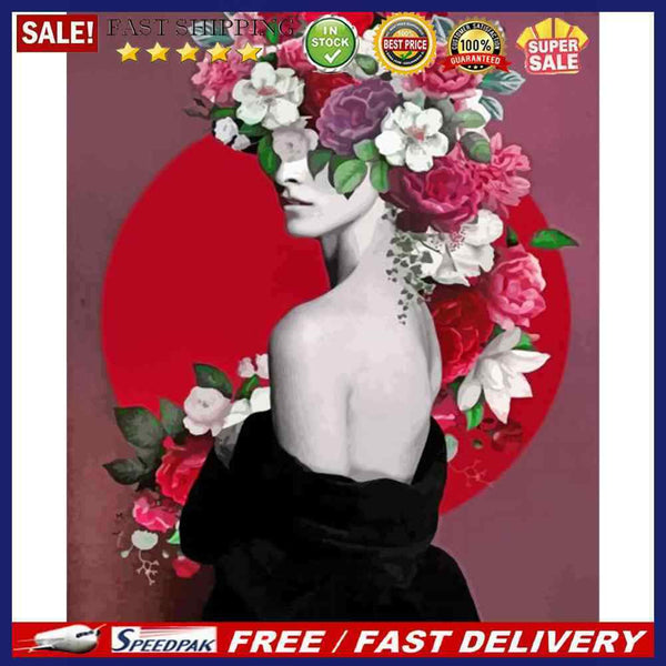 Girl with Flower Oil Paint By Number Kit DIY Frameless Drawing Picture for Ad
