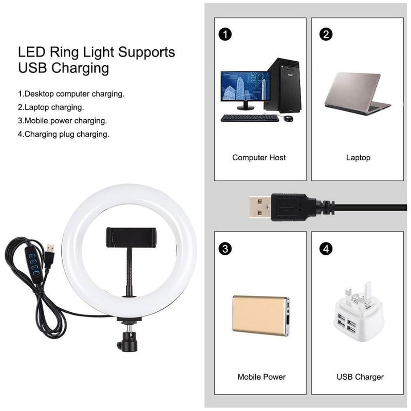 Dimmable Video Light Kits LED Ring Light with 110cm Tripod 3 Color Temperature