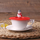 Torx Silicone Cup Cover Heat-resistant Reusable Cartoon Lid (Red Snowman)