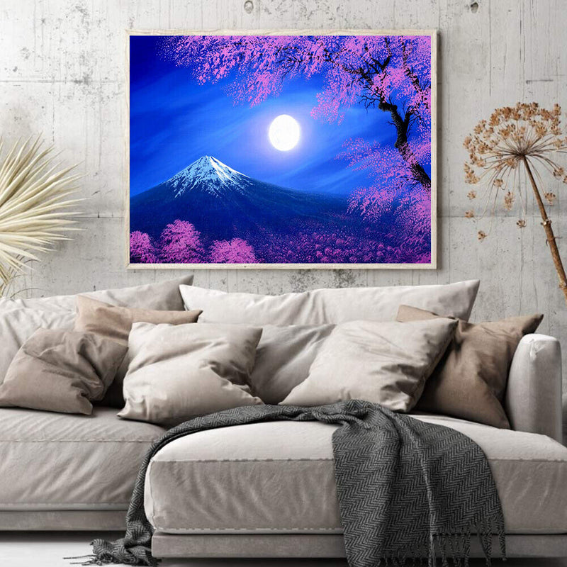 Night Cherry Blossom Oil Paint By Numbers Canvas Drawing DIY Coloring Pictu