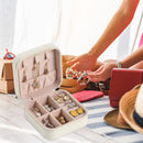 Portable Jewelry Storage Box Earrings Necklace Ring Display Case (White)