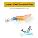 Luminous Wood Shrimp Bait Squid Hook Jig Sea Cuttlefish Lures (Orange Blue)