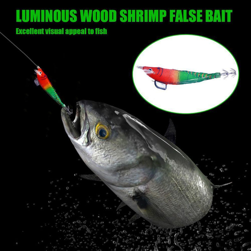 Luminous Wood Shrimp Fishing Lures 12cm 14.3g Artificial Bait (Red Green)