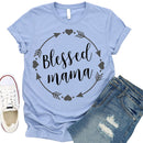Mother Day Blessed Mama Tea T-Shirt (Light Blue S)