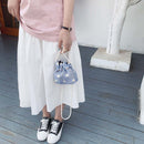 Daisy Flower Straw Weave Bucket Shoulder Bag Women Summer Crossbody Handbags