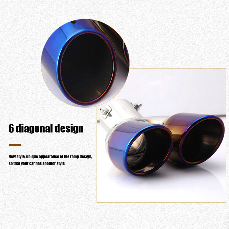 Stainless Steel Car Bent Dual Exhaust Tip 3 inch ID Inlet Rolled Edge Slant C