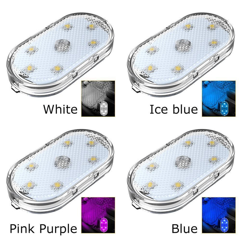 Car LED Touch Lights Wireless Auto Roof Ceiling Reading Lamp (Pink Purple)