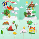 Party Decor Tree House Funny Sun Animal Happy Birthday Cake Topper Jungle Theme