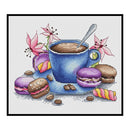 11CT Full Cross Stitch Coffee Dessert Stamped DIY Cotton Printed Wall Needlework