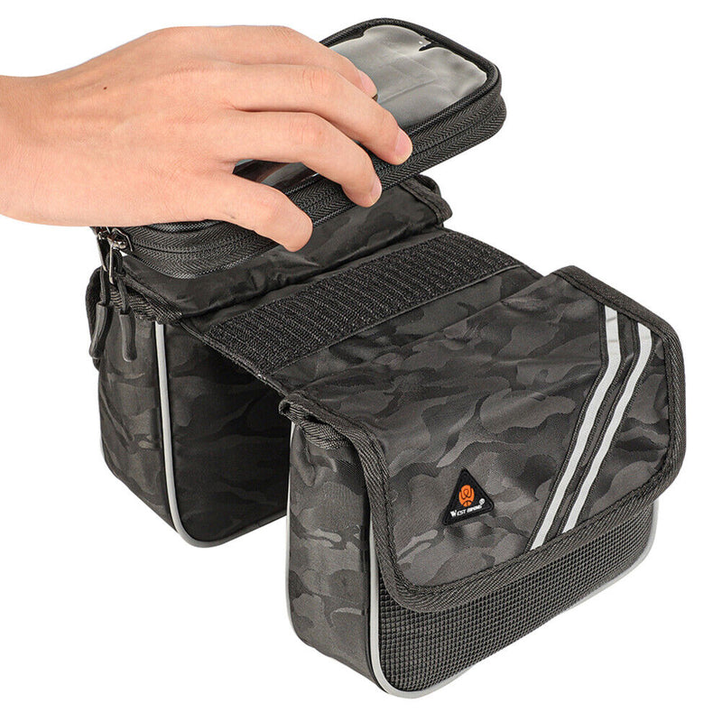 WEST BIKING Reflective Waterproof Mountain Road Bike Top Tube Bags (Black) Newly