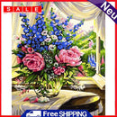 Painting By Numbers DIY Flower Bouquet Hand Painted Canvas Oil Art Picture Kit