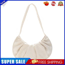 Shoulder Armpit Bag Women Nylon Solid Color Pleated Cloud Handbag (White)