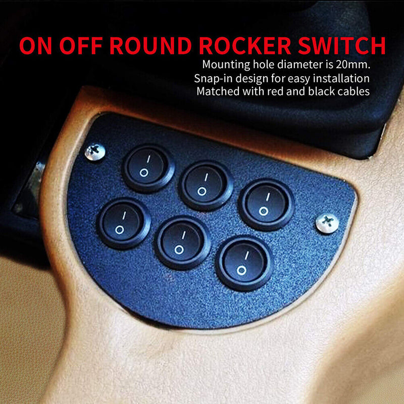 Round Rocker Switch Professional ON Off 20mm DC12V-24V Toggle Switch for Car
