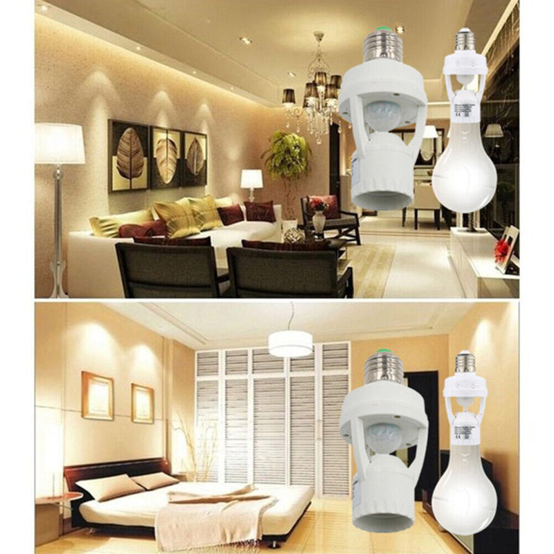 110-240V Socket E27 Converter Lamp Base Light Bulb Switch with PIR Motion Sensor