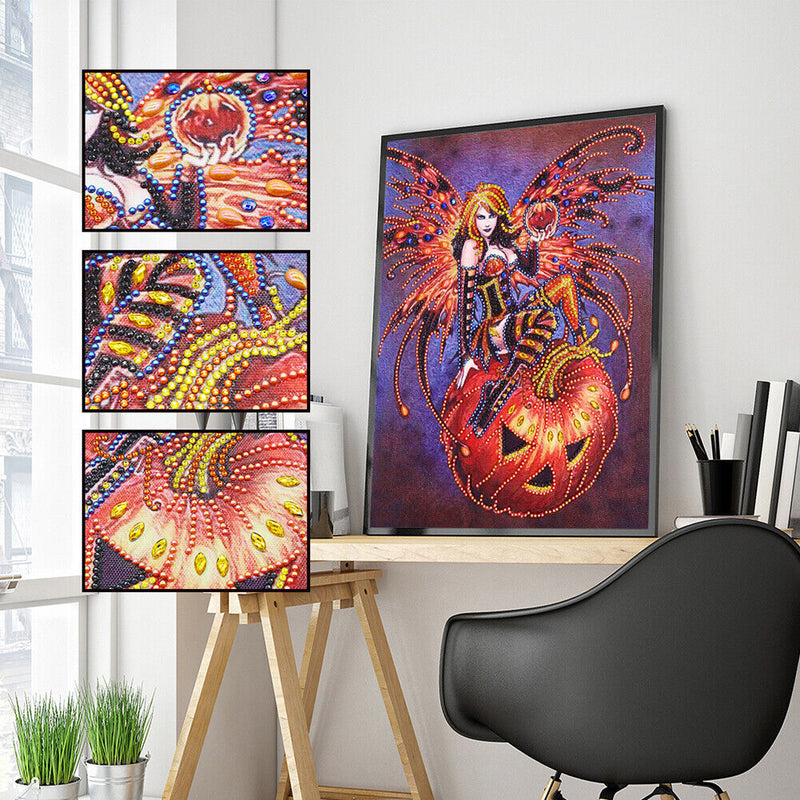 5D DIY Special Shaped Diamond Painting Witch Cross Stitch Mosaic Craft Decor Kit