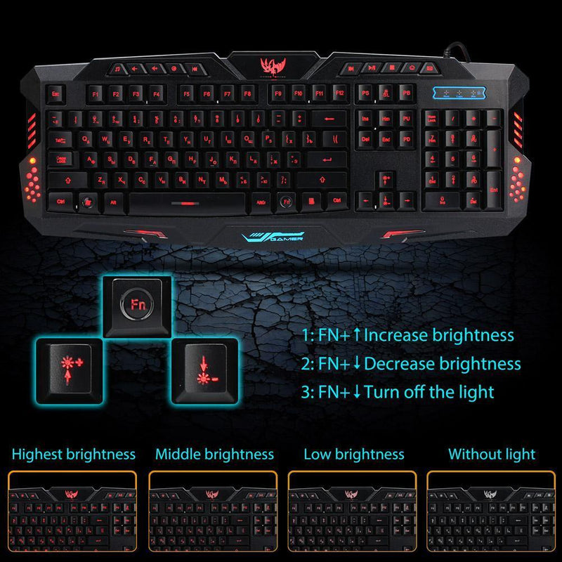 A877 3-Color Backlit Mechanical Feeling Wired Gaming Keyboard
