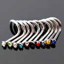 Steel Body Jewelry Nose Piercing Crystal Screw Stud Nostril Hoop Nose Ring
