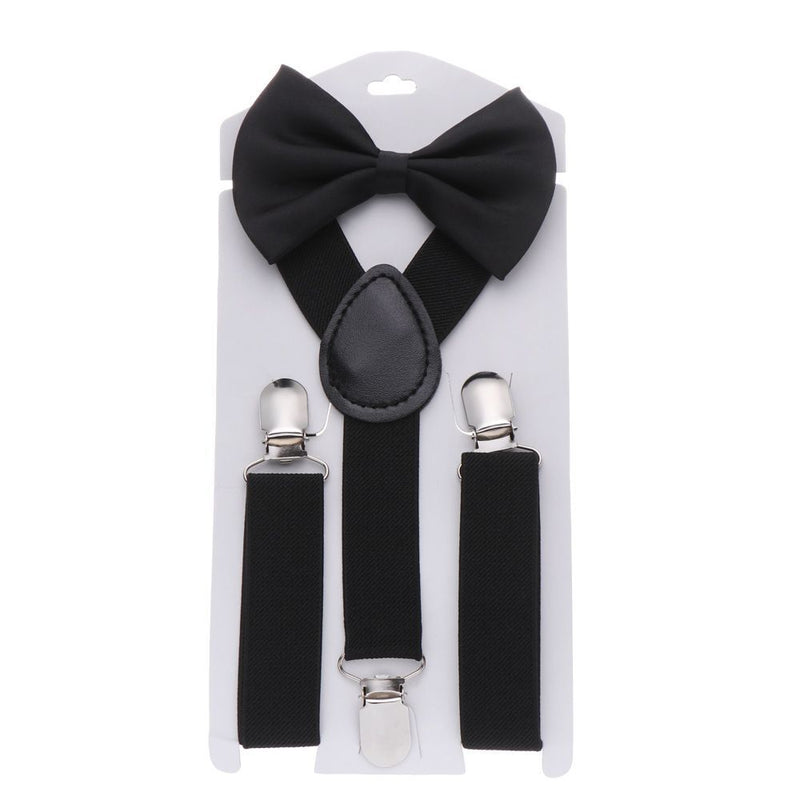 Dress Hair Bow Set Kids Suspenders Printed Bow Tie Cow Tie Belts Elastic Braces