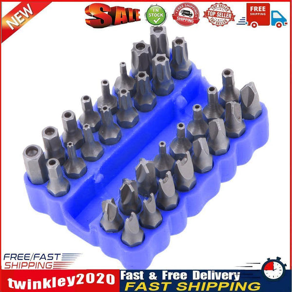 33pcs/Set Hollow Electric Drill Screwdrivers Bit Repair Hand Tools (Blue) Newly