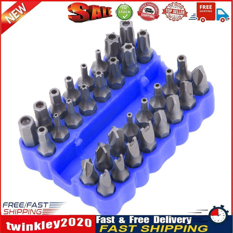 33pcs/Set Hollow Electric Drill Screwdrivers Bit Repair Hand Tools (Blue) Newly