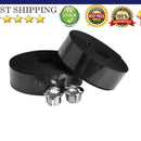 1 Pair Cycling Bike Black Non-slip Handlebar Tape Wrap with 2 Bar Plugs