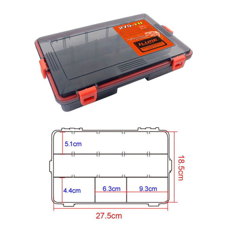 Double Sided Fish Hook Lures Bait Storage Box Fishing Tackle Case (Orange) Newly