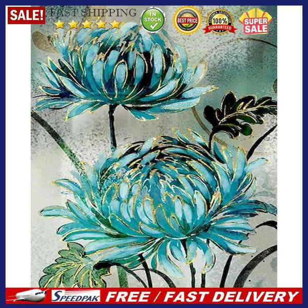 Oil Painting By Numbers Acrylic Handmade Blue Flowers Digital Picture Art Dec