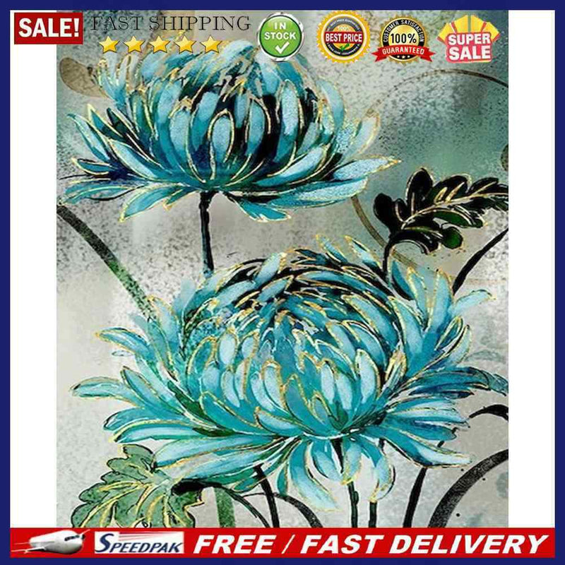 Oil Painting By Numbers Acrylic Handmade Blue Flowers Digital Picture Art Dec