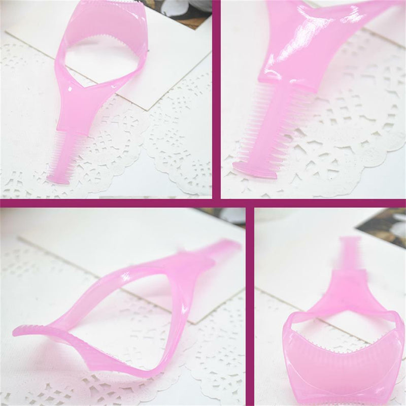 Women 3-In-1 Eyelash Comb Template Make Up Brush Mascara Shield Applicator Tool