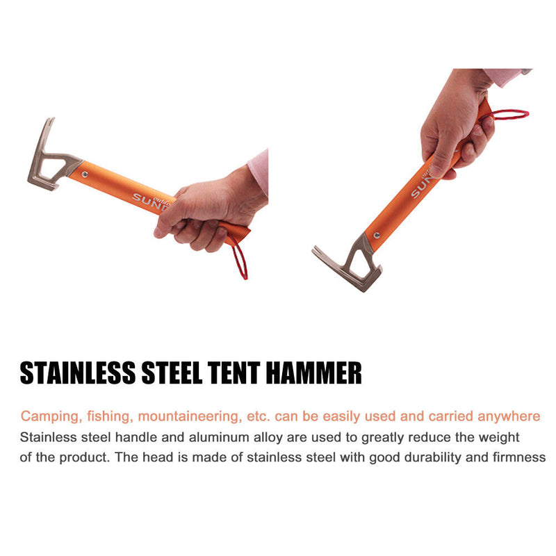 Outdoor Camping Tent Hammer Stainless Steel Tent Peg Hiking Fishing Nail Pu