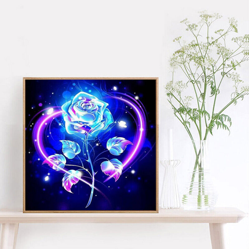5D DIY Diamond Painted Round Diamond Blue Rose LD166