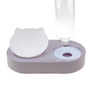 2 in 1 Pet Cat Feeder Bowl Automatic Drinking Water Puppy Bowl (Purple) Newly
