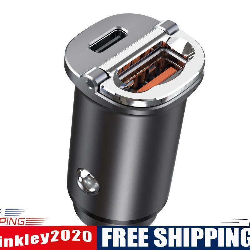 Dual USB Fast Charging Adapter PD QC3.0 12-24V Car Charger for Mobile Phone