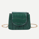 Pure Color Leather Mini Shoulder Bags Women Chain Messenger Bags (Green)