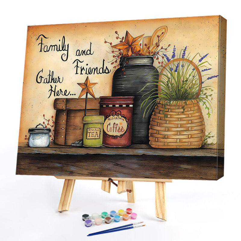 Kitchen Supplies Oil Paint By Numbers Kit DIY Frameless Picture On Canvas