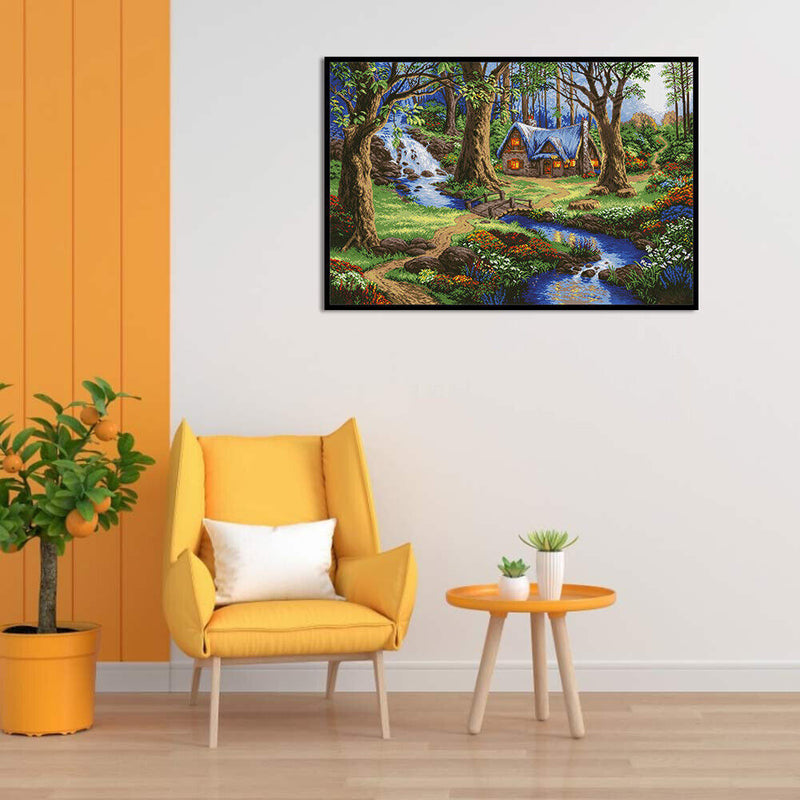 Full Cross Stitch 11CT DIY Forest House Printed Embroidery Craft Home Decorat